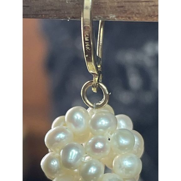 14k yellow gold pearl cluster earrings